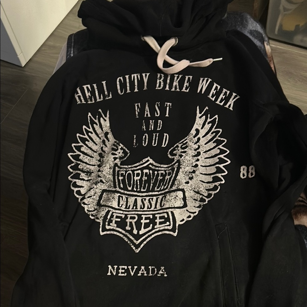 Garage Black Hoodie with White Graphic